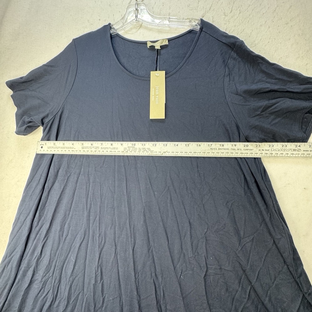 NEW $88 Joan Vass Plus Size 2X Stretch Jersey Knit Swing Dress Blue Flowey - Picture 5 of 9